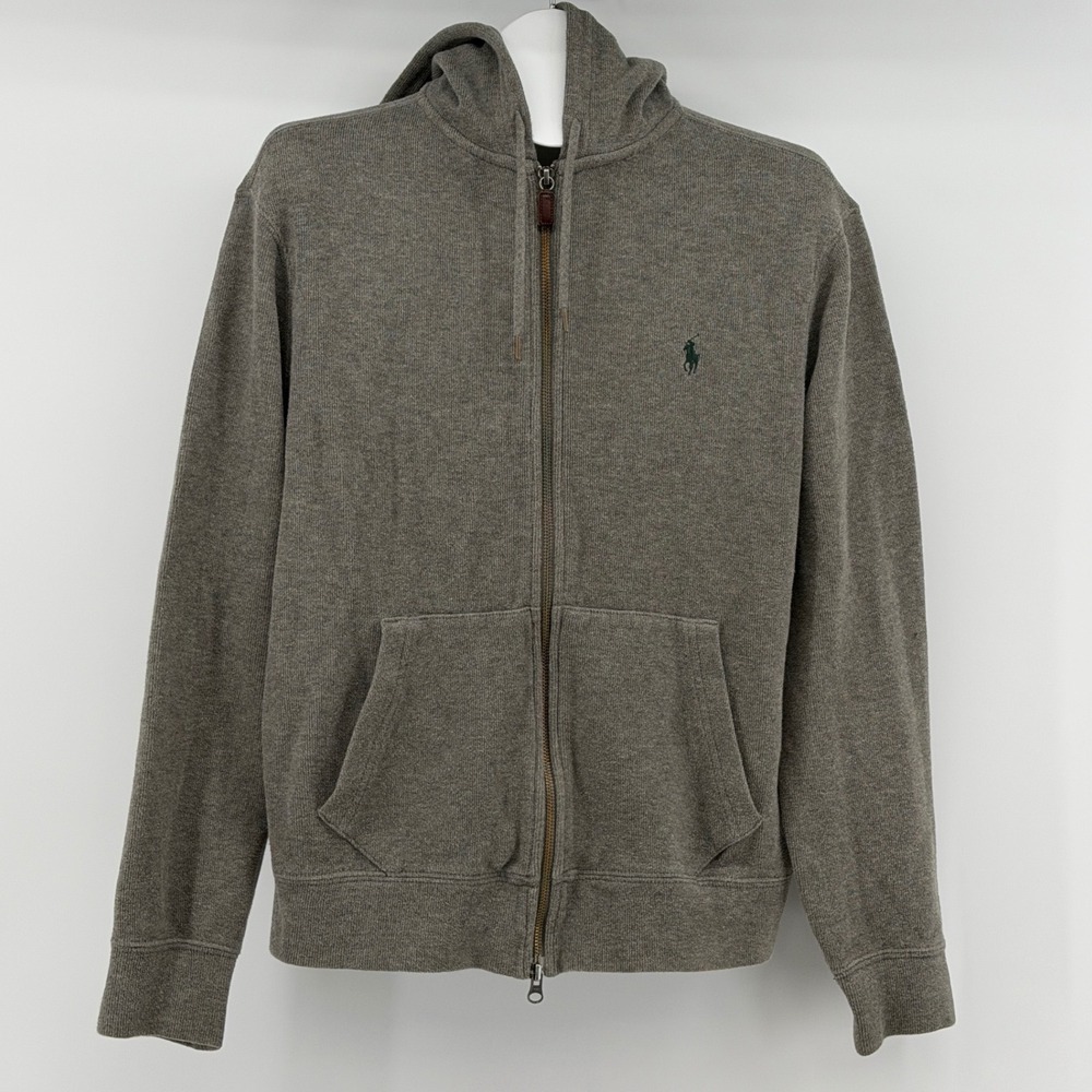 Polo Ralph Lauren Full Zip Hoodie Mens M Brown Classic Pony Logo Sweatshirt